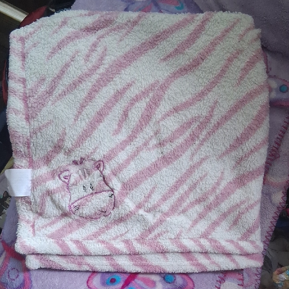 Pink and White Striped Baby Blanket